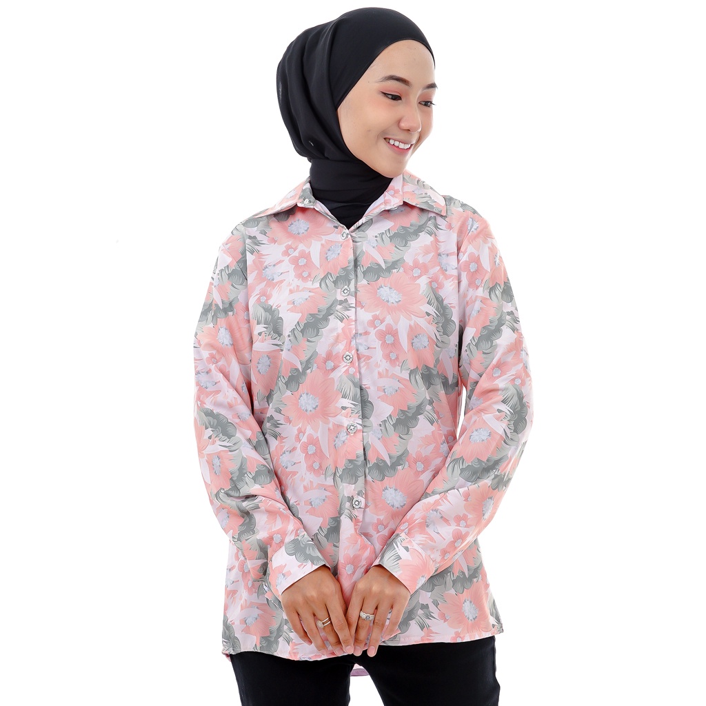 Kemeja Wanita Motif Flower Original Monalisa L XL XXL Jumbo Big Size-SALE F