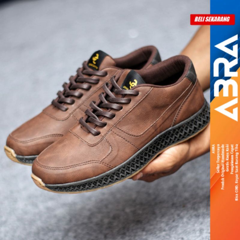 Sepatu Sneakers Casual Pria Sepatu Kerja Hitam Pu ABRA