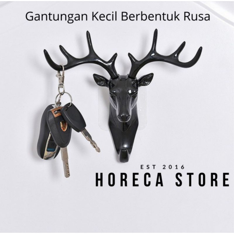 Gantungan Dinding Kecil Rusa - Gantungan Plastik Hitam Model Binatang