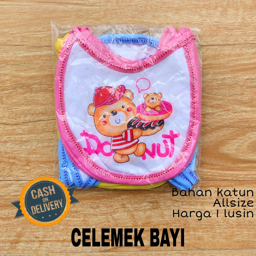 1 LUSIN (12 pcs) Celemek bayi TERMURAH perlengkapan bayi lahir