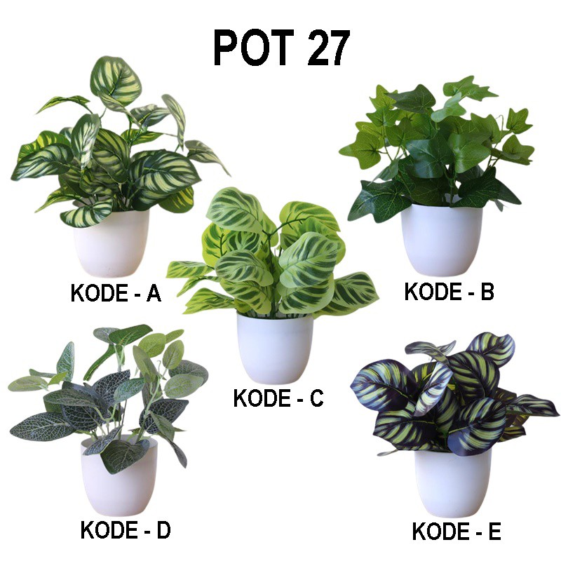 DS POT27 TANAMAN HIAS INDOOR PLASTIK POT BUNGA ARTIFICIAL DAUN RAMBAT DEKORASI MONSTERA KERING