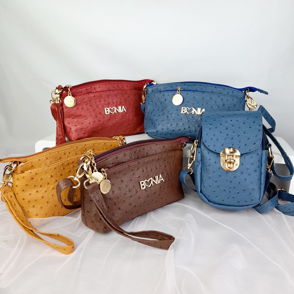 Tas Selempang Wanita Sling Bag Hp Wanita Mini Clutch Kulit Ostrich Premium Tebal TAS102 TAS103 TAS104