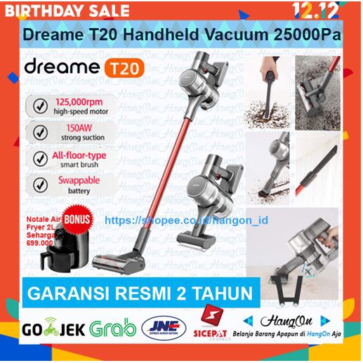 PROMO HARGA MURAH        Dreame T20 Handheld Wirelss Vacuum Cleaner Cordless 25000Pa Penyedot Debu