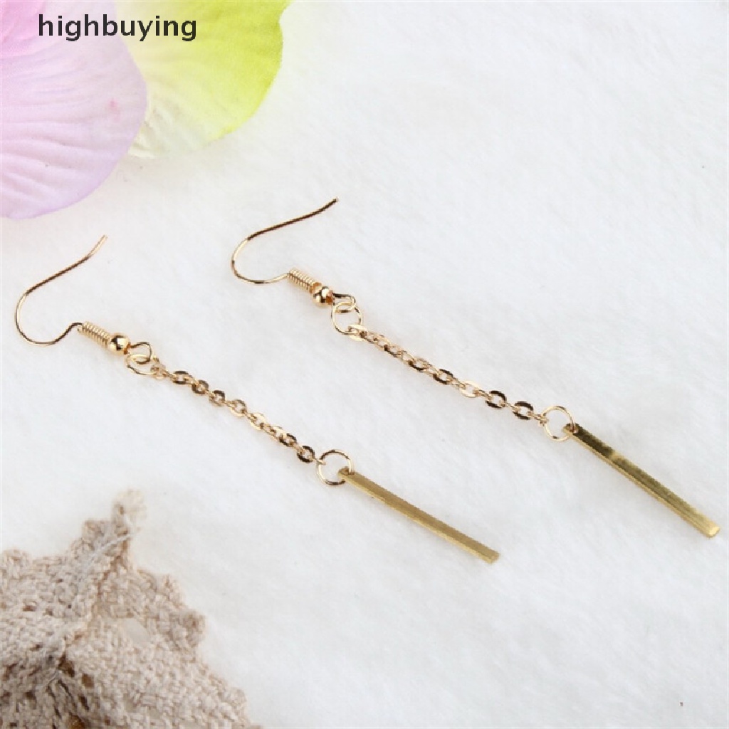 Hbid Anting Tusuk Gantung Panjang Wanita Bahan Alloy Desain Batang Panjang Gaya Simple Untuk Hadiah