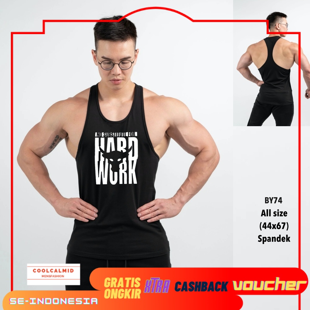 SINGLET OLAHRAGA PRIA TANK TOP GYM FITNESS SPORT BAJU PAKAIAN LARI RUNING BODY PUMP CROSSFIT CCID