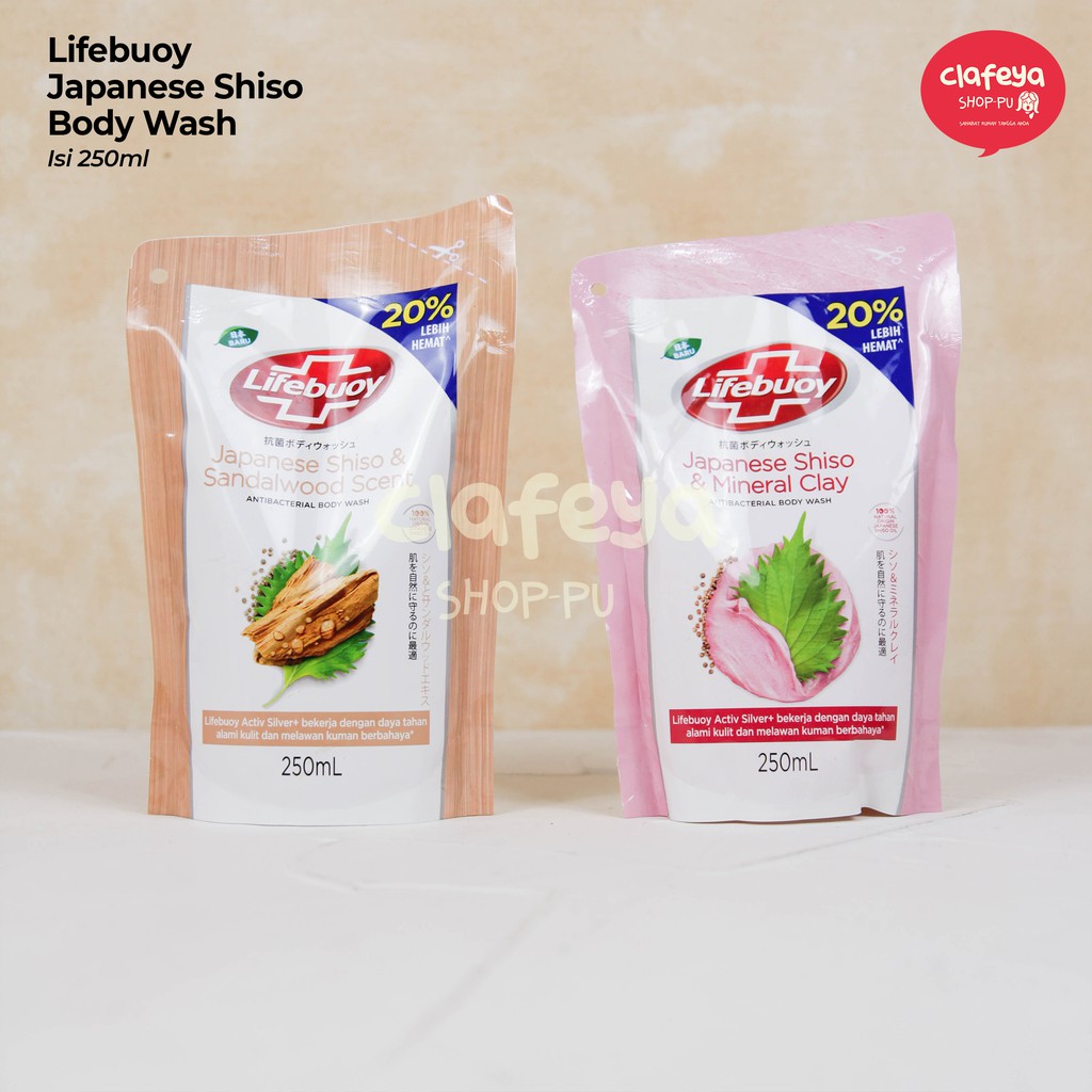 Refill Lifebuoy Bodywash 250ml Japanese Shiso - Lifebuoy Sabun Mandi Cair Sandalwood Scent & Mineral
