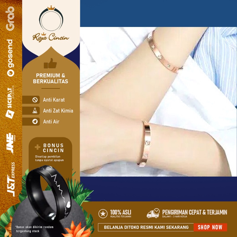 Gelang Titanium Wanita Anti Karat Asli Silver Cewek Korea Perak Premium Fashion Mewah Cartir 000D0