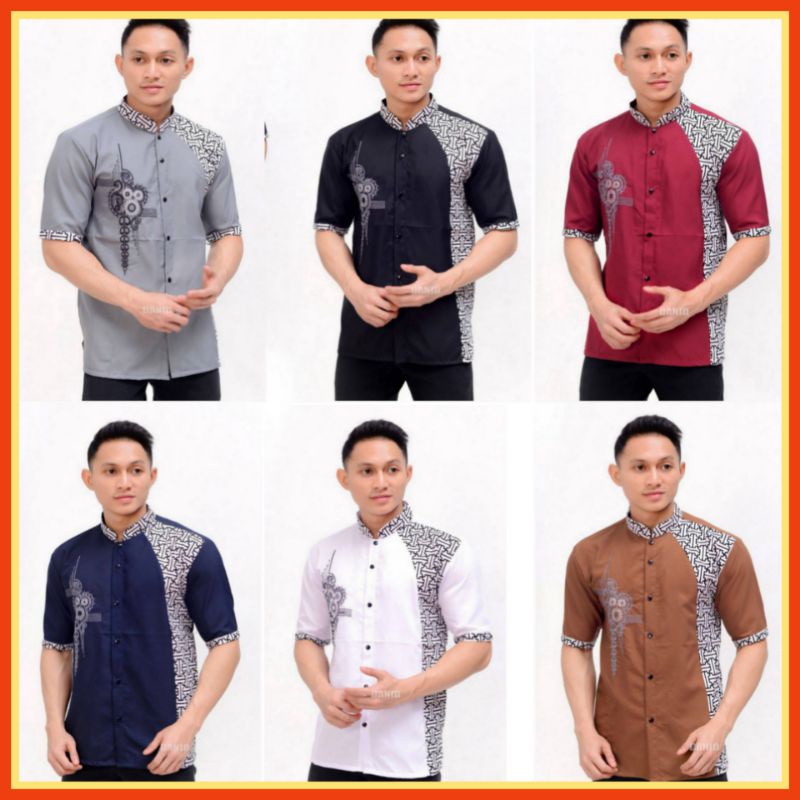 Baju koko Pria Modern Koko Batik Baju Koko Kombinasi Bordir Terbaru