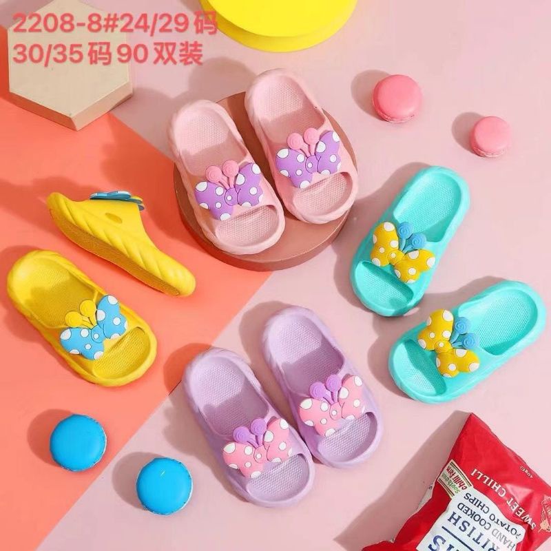 Sandal Slop Karet Anak Wanita Kupu Kupu Polkadot Import High Quality S2