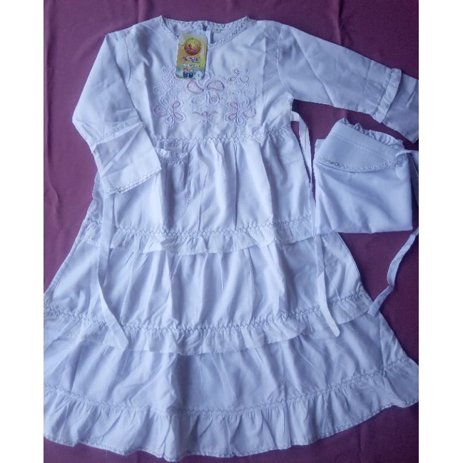 Gamis Putih Anak / Setelan Muslim Anak Perempuan // Baju Muslim Putih