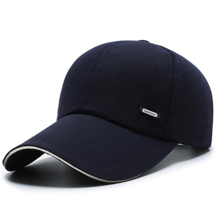 Topi Pria Baseball cap RUBBER FASHION Topi baseball topi pria topi wanita NAVY(Q3J5) Bisa COD Topi K