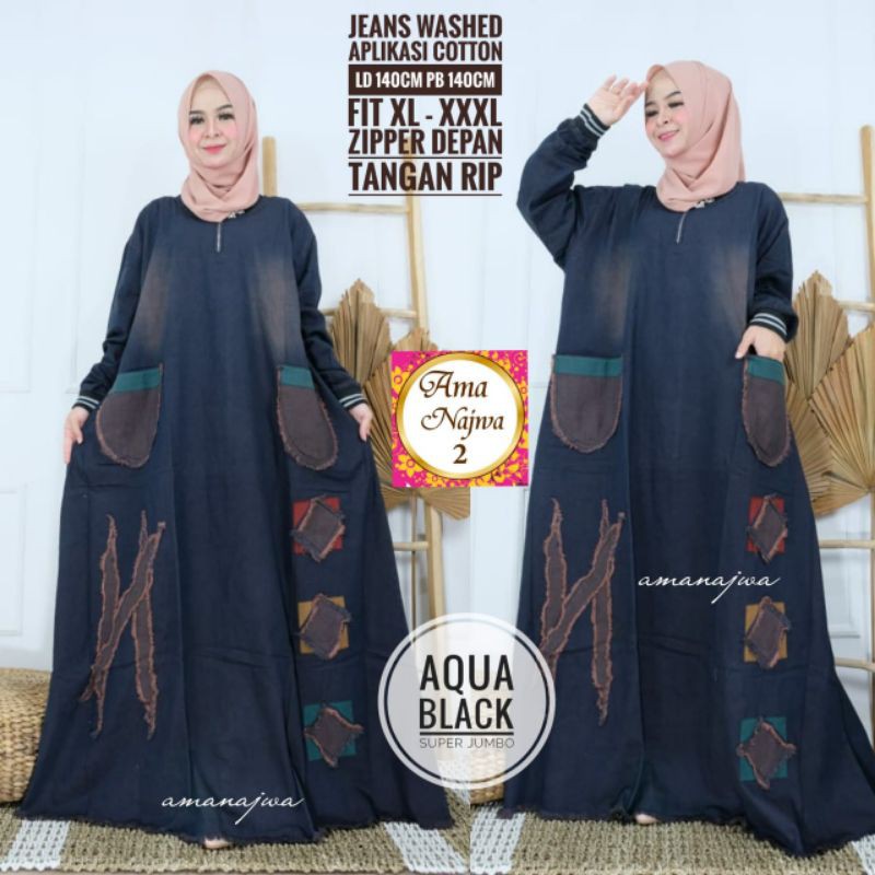 aqua gamis jeans super jumbo Ld 140