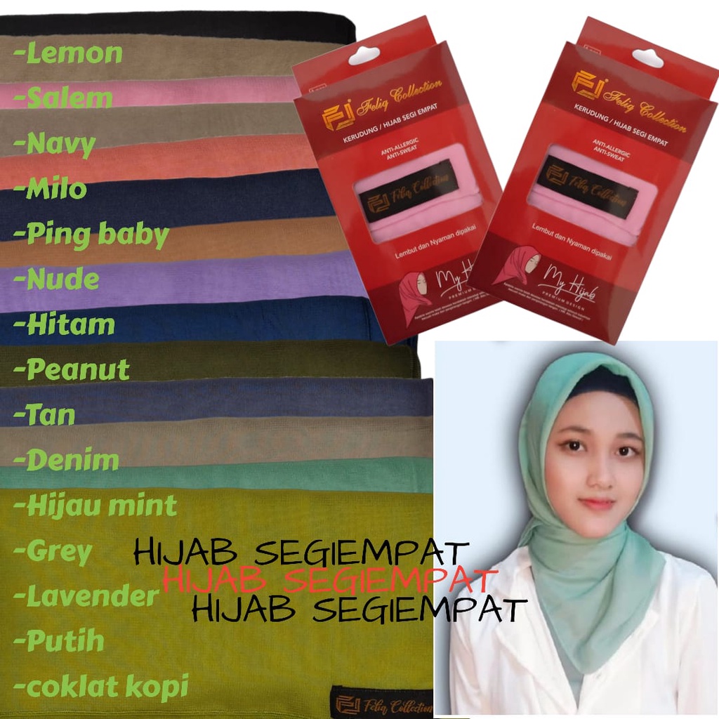 Hijab Segiempat Fine Polos Hijab muslim banyak warna dan Adem