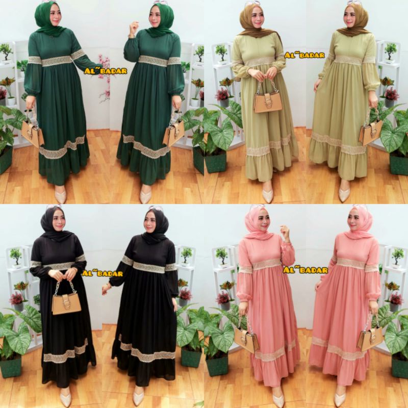 [ BISA COD] GAMIS CERUTY BABYDOLL MIX RENDA DADA LENGAN BALON, DRESS CERUTY BABYDOLL BUSUI, GAMIS CERUTY MODEL TERBARU BY AL BADAR