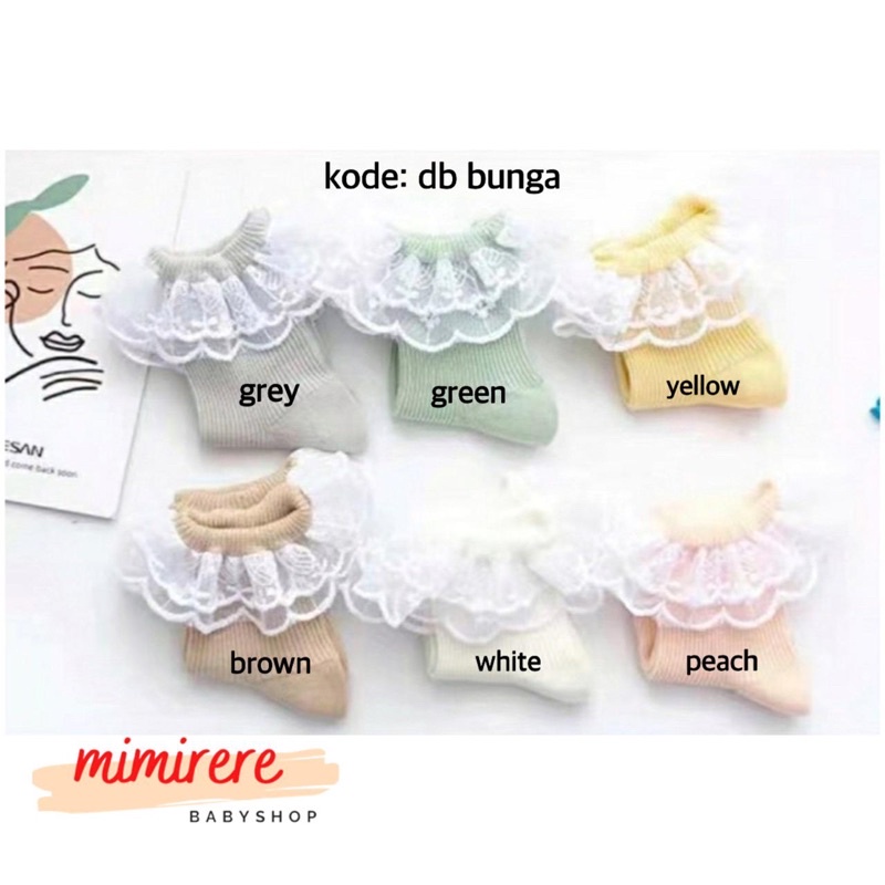 Kaoskaki Bayi Girl Renda Import Warna Pastel | Kaos kaki Bayi 0-12bulan