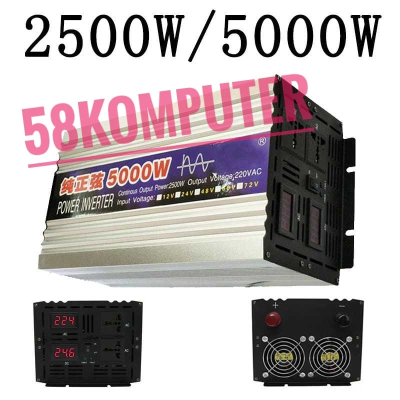 Car Power Inverter DC 12V/24V to AC 220V 5000W 2 USB Port LED INVERTER PSW PURE SINE WAVE 5000W 12V