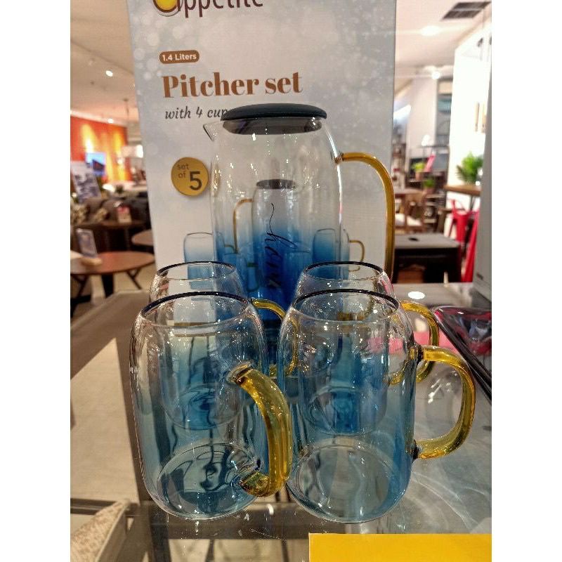 PITCHER SET ARDAN ARDIN ARDEN APPETITE DENGAN 4 GELAS / TEKO SET KACA