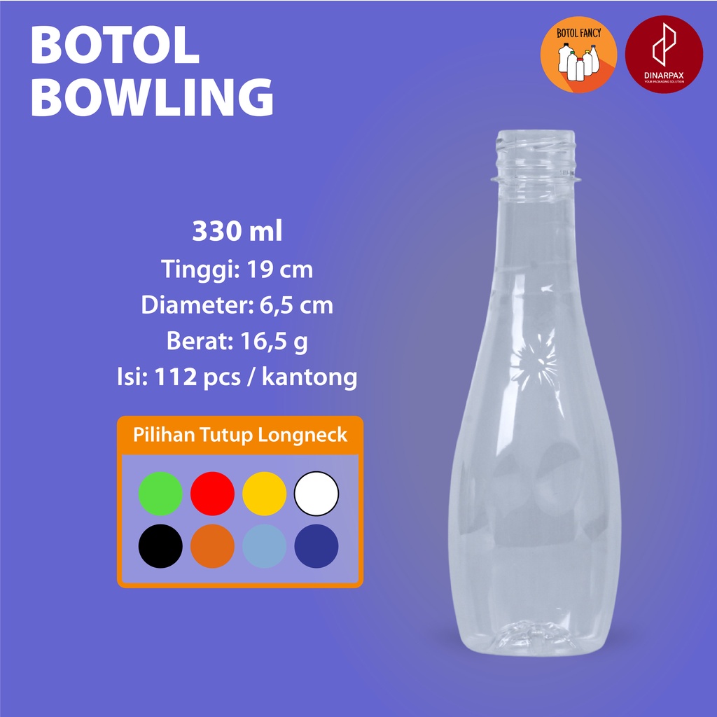 Botol Bowling 330ml / Botol Minuman 330ml / Botol Plastik 330ml / Botol Jus [112 pcs] /Bandung