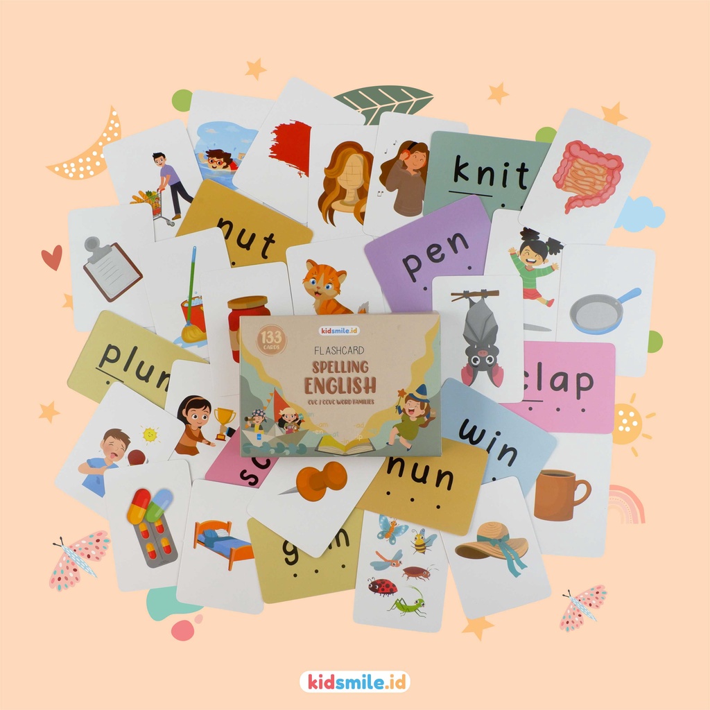 Flash Card Pintar Membaca Berhitung Spelling English Flashcard Suku Kata Mainan Edukasi Kidsmile