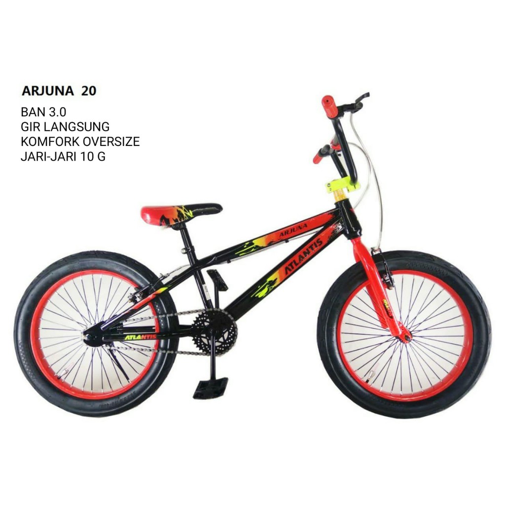 Sepeda BMX Atlantis Arjuna Fatbike Remaja-Dewasa Fat Tire 20 Inci x 3.0 Hi-Ten Steel Bike