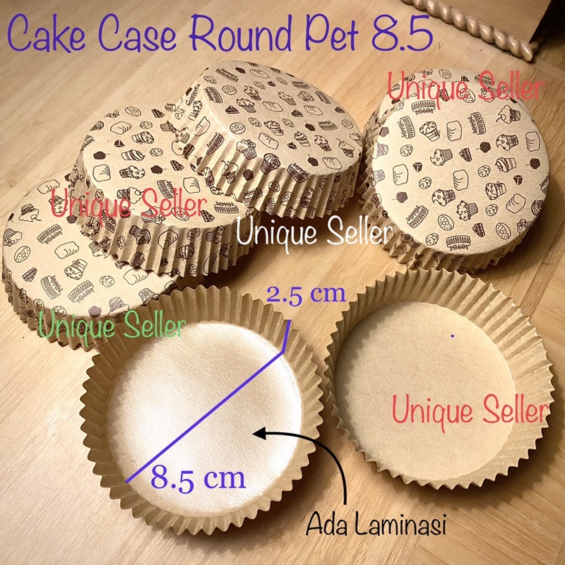 Cake Case Bulat Laminasi 8.5 cm Anti Minyak isi 80-100 pcs / Cake Case Bulat Laminasi 8 cm / Cupcake Case Round PET 8.5cm / Cupcake Case Round PET 8cm / Kertas Alas Kue Bulat Bundar Laminating