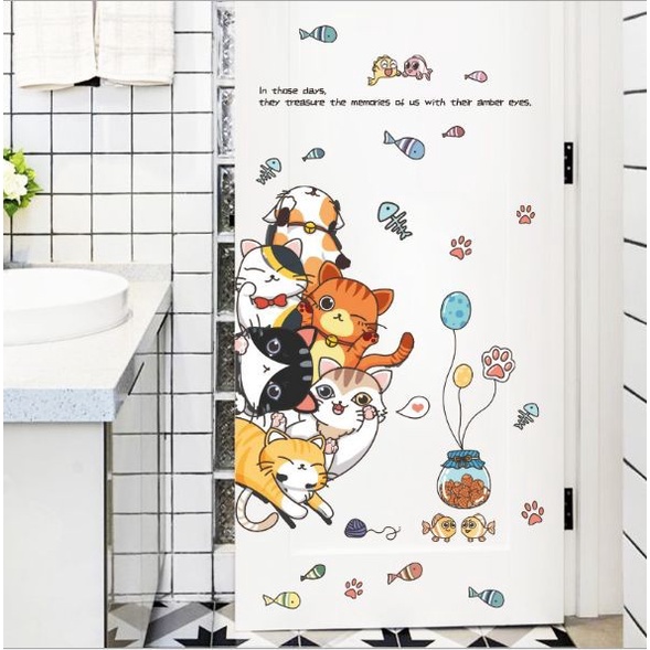 Wall sticker dinding cute cat stiker dinding hiasan dinding kamar motif kucing