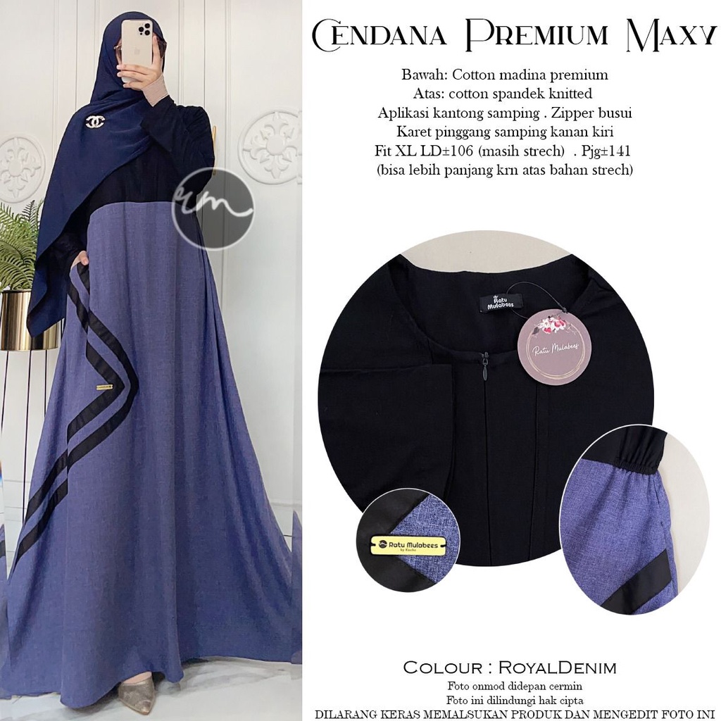 GAMIS CENDANA MAXY BAHAN KATUN MADINA COTTON MIX SPANDEK TWO TONE DUA WARNA MOTIF POLOS BUSUI FRIEND