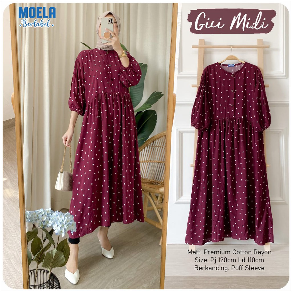 Gici Long Tunik / Midi Dress Premium Cotton Rayon Moela