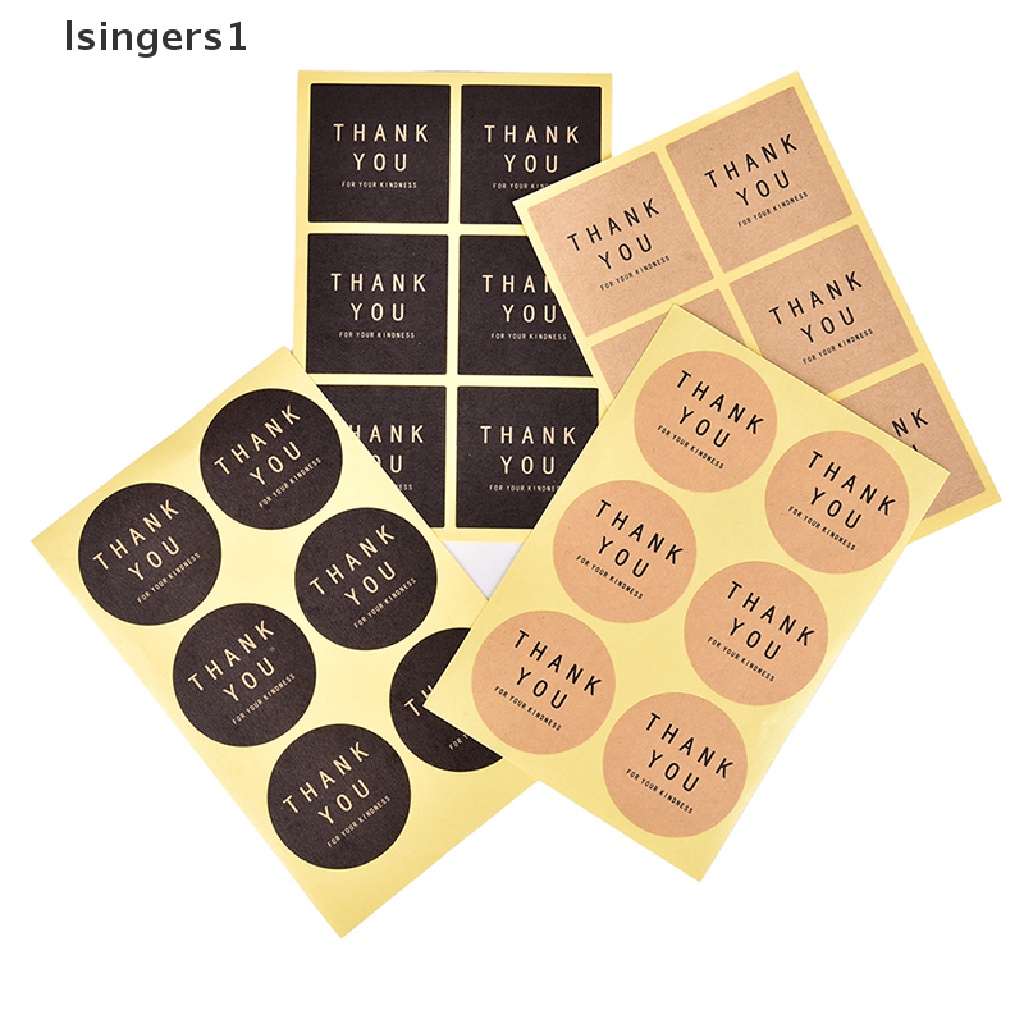 (lsingers1) 60pcs Stiker Label Tulisan Thank You Bahan Kertas Kraft Untuk Dekorasi Kue