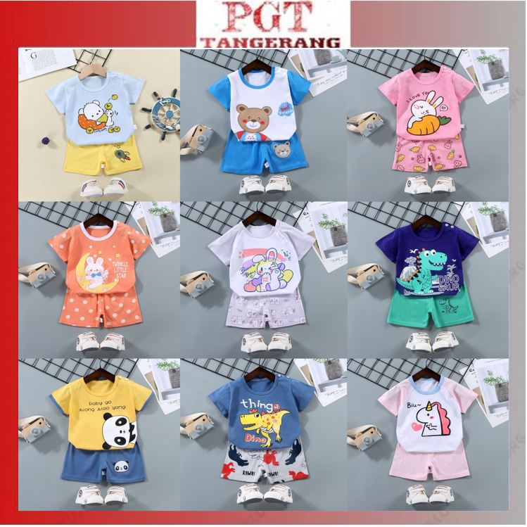 PGT - Setelan Anak 0- 3 Tahun Model 37-45 Baju Setelan Anak Piyama Tidur Pendek Jumper Anak Bayi