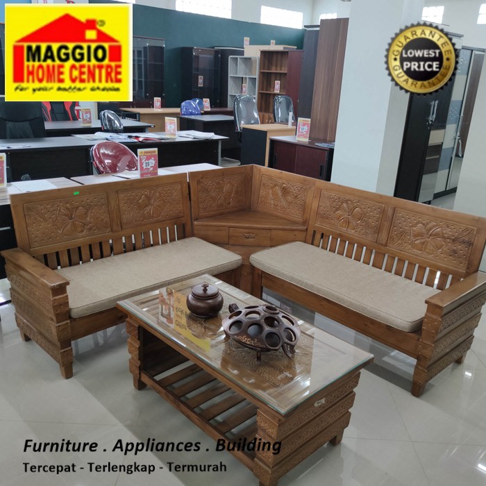 Kursi Jati - Sofa Jati - Sofa Kayu - Sofa L - KLRobot - UKM