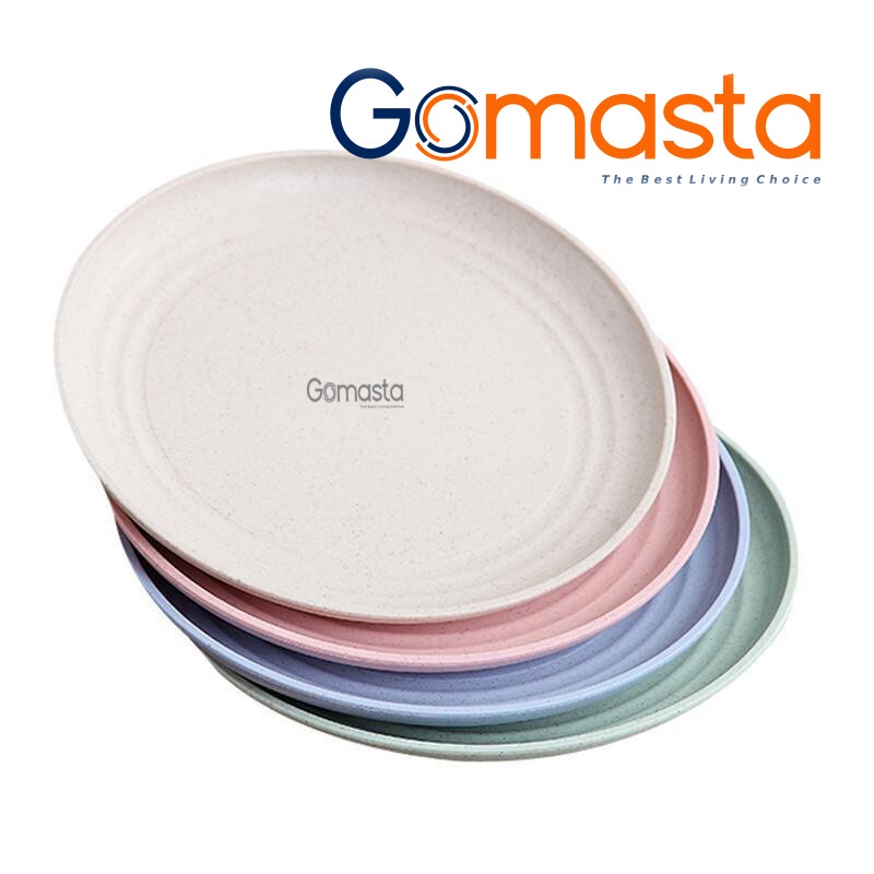 Gomasta GO-P06 Piring Makan Bulat  23cm Piring Makan Piring Bulat Wheat Straw Warna Warni-Cream
