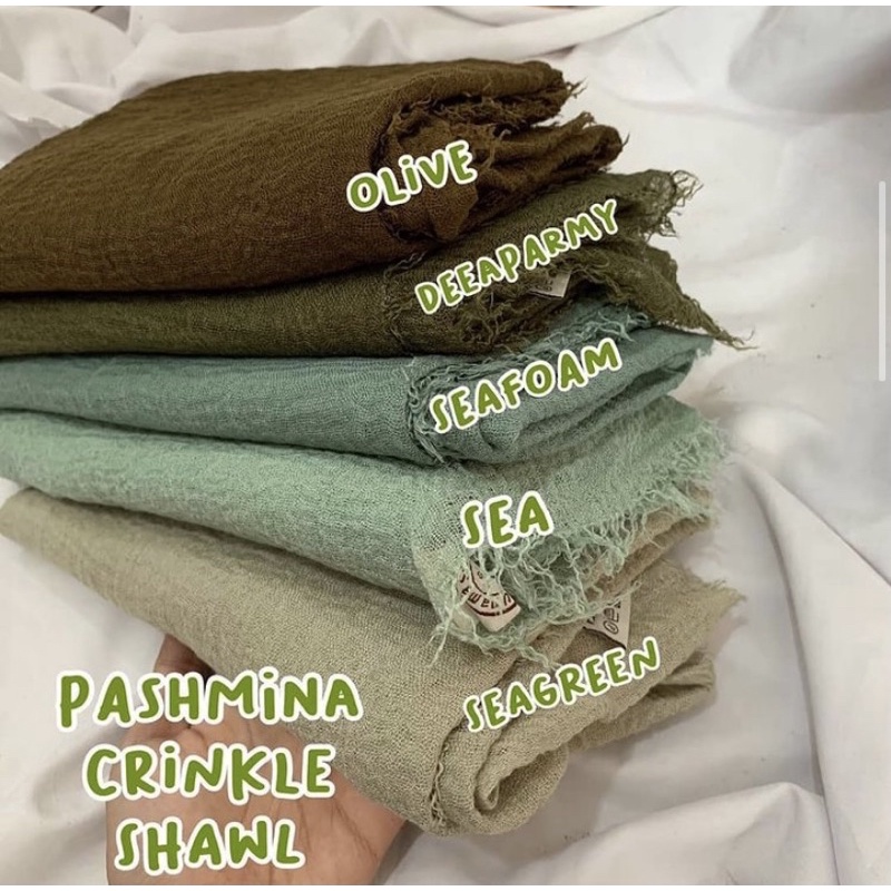 HIJAB Best Seller PASHMINA CRINKLE / CRINCLE - PASHMINA CUTTON CRINKLE / NEGRO / KUSUT-Seagreen