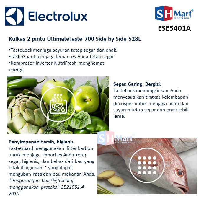 KULKAS SIDE BY SIDE ELECTROLUX 505L ESE5401A-BID (MEDAN)