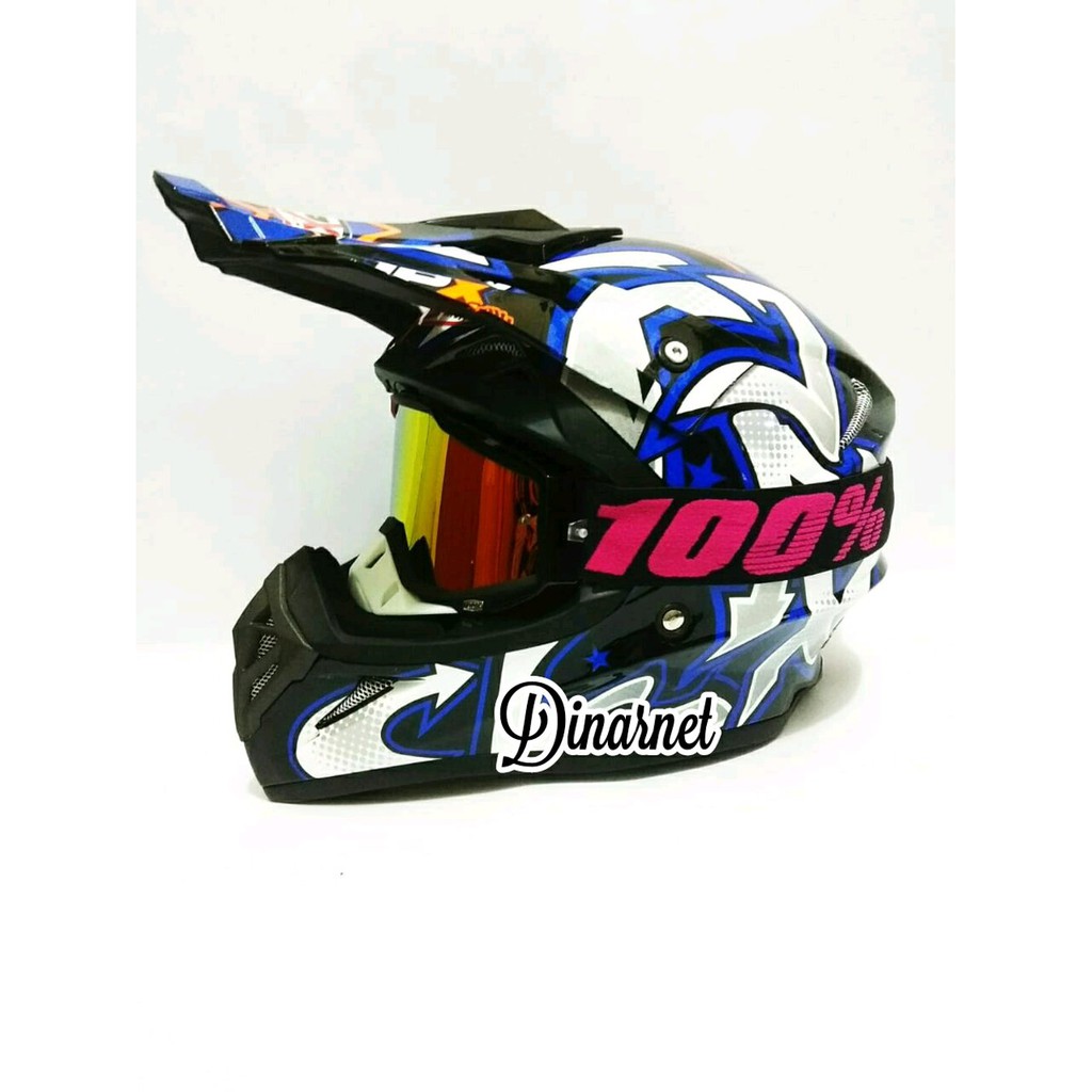Jual Helm Cross Jpx Trail Trabas Gravity Superblack Kacamata Goggle Pink terlaris