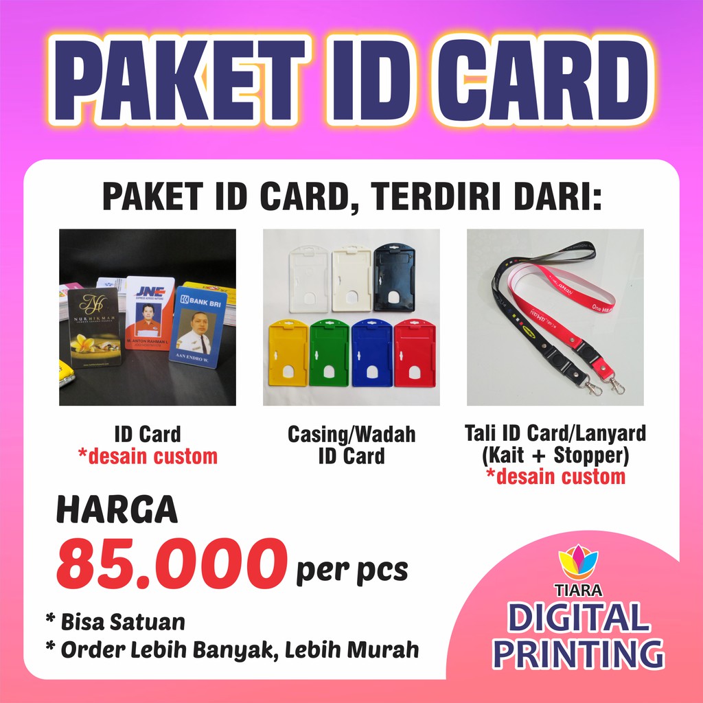 

PAKET CETAK ID CARD (Include Id Card + Casing + Tali/ Lanyard) BISA SATUAN