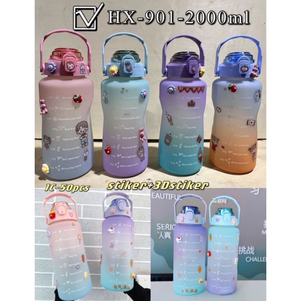 Botol minum 2 liter jumbo/Botol stiker 2 liter/botol viral 2liter/botol 2 liter/BOTOL MINUM JUMBO 2 LITER