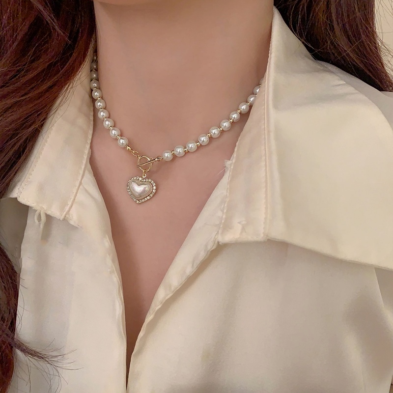 Kalung Choker Hias Manik-Manik Mutiara Berlian Imitasi Gaya Korea Untuk Wanita