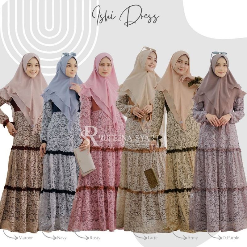 dress brokat/ dress kondangan / dress mewah/ ishi dress by Rufeena syar'i