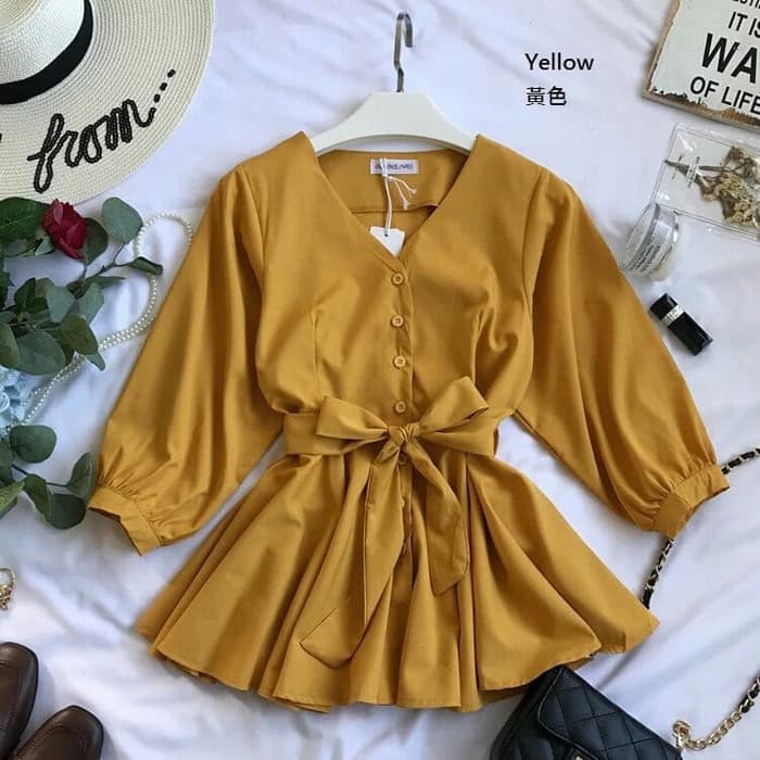 Clove Top Y2F8 Blouse Jennifer Mustard Baju  Atasan  Wanita  