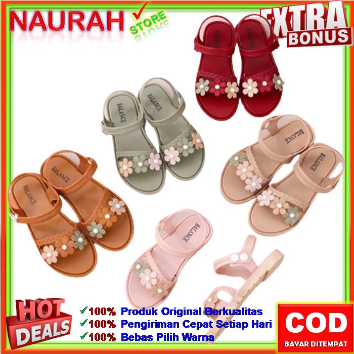 Sendal Anak Balance 1205 X52 Sandal Jelly Import Size 24-29Motif Bunga &amp; Tali Original Empuk Lentur Cantik Nice Diskon Promo