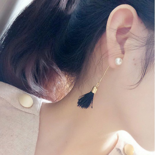 1 Pasang Anting Fashion Korea Model Stud Ribbon - E13Black