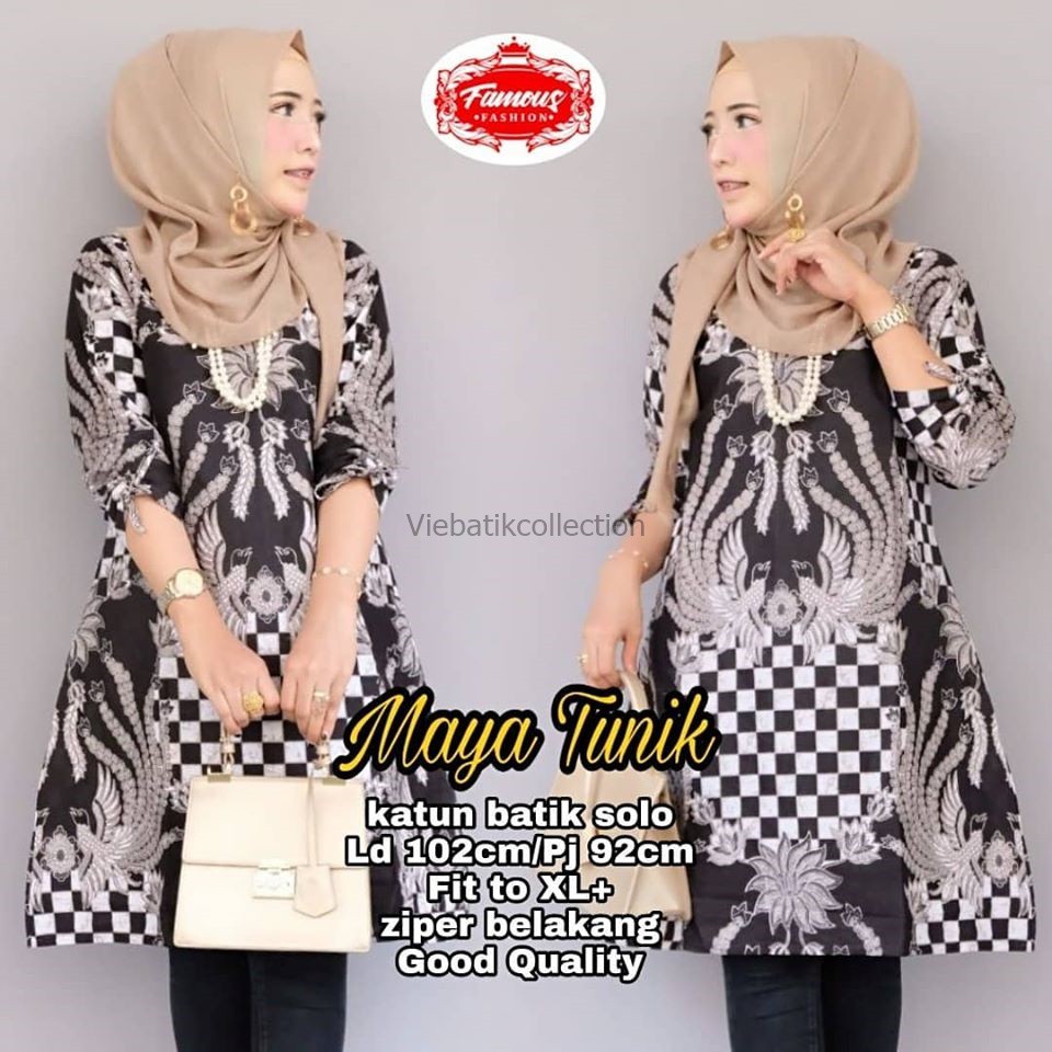 baju batik tunik /batik kantoran/batik cakep/batik cewek/batik solo/batik kekinian