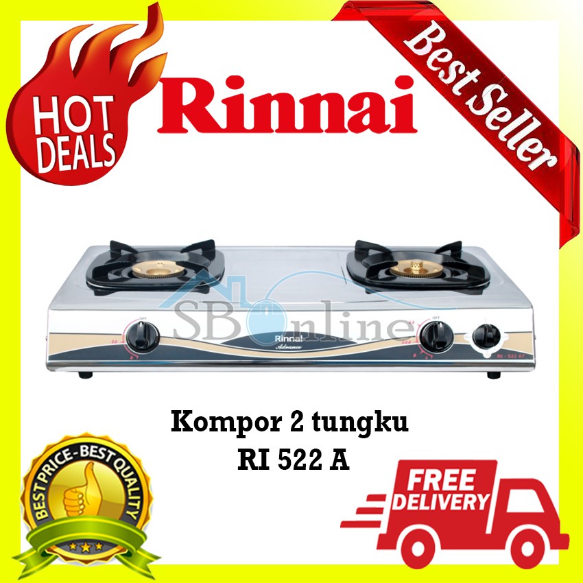 Kompor Portable - Kompor Gas 2 Tungku Rinnai - RI 522 A