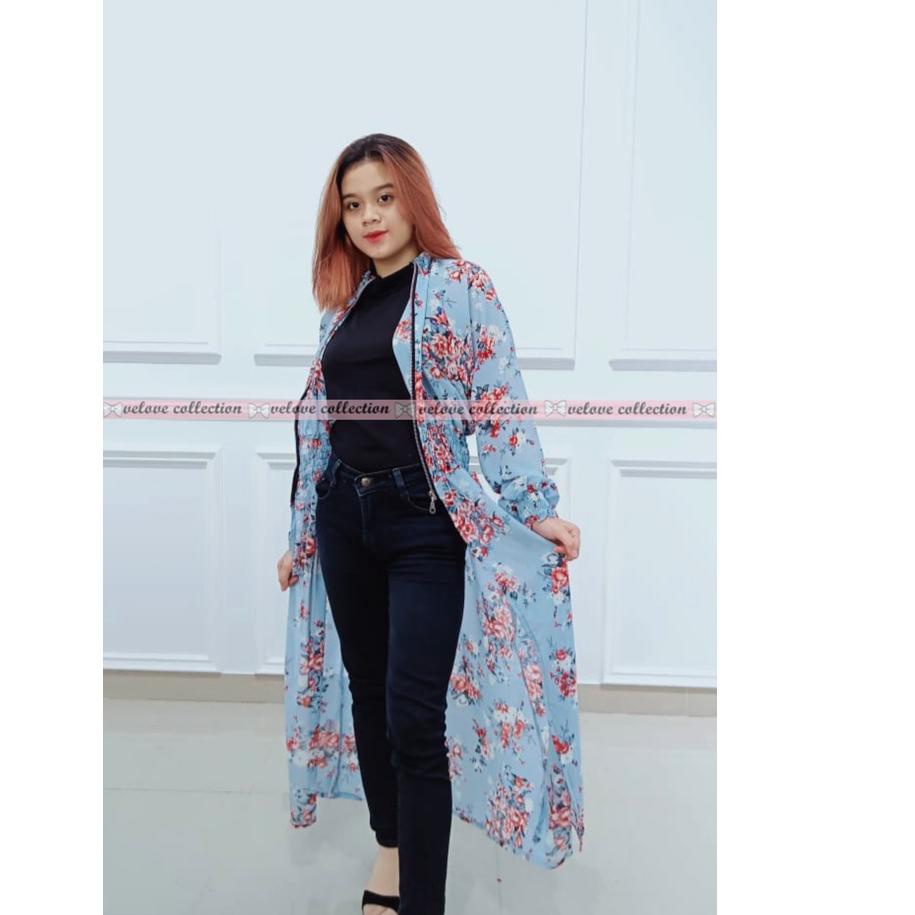 Berkualitas MIA STORY FASHION Florence Outer Chiffon Outer Bohemian Style Luaran Wanita Motif Bunga 