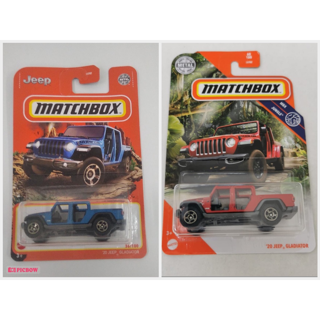 20 JEEP GLADIATOR Merah Biru | Diecast Matchbox Lot Y 2021 Terbaru MBX Match Box Termurah Murah Mobil Mainan Anak Original Mattel Baru