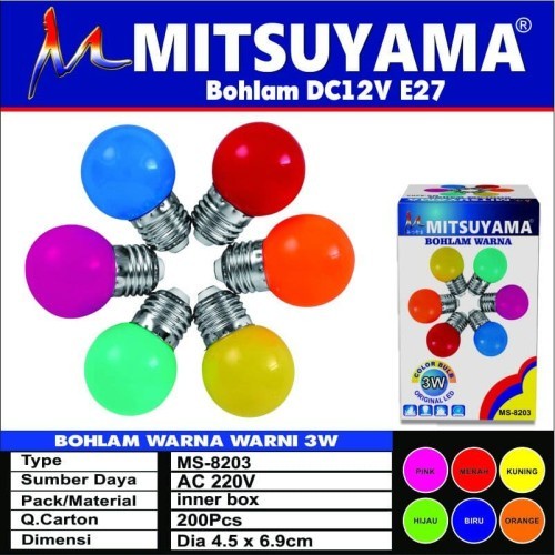 LAMPU / BOHLAM TIDUR WARNA-WARNI PING PONG MS8203