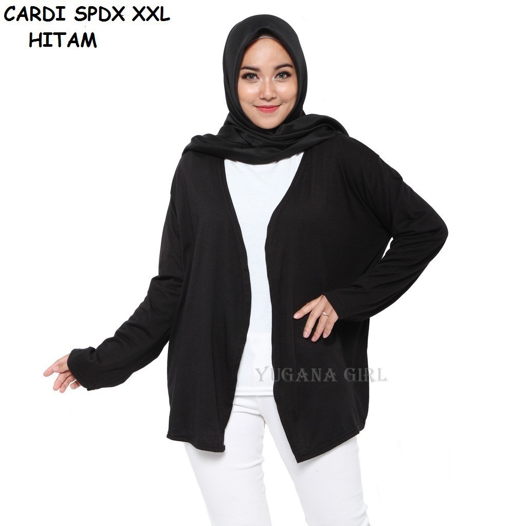 YUGANA - CRSPX Cardigan Wanita Cardigan Spandex Cardigan Polos Jumbo Lengan Panjang Murah Kekinian-1