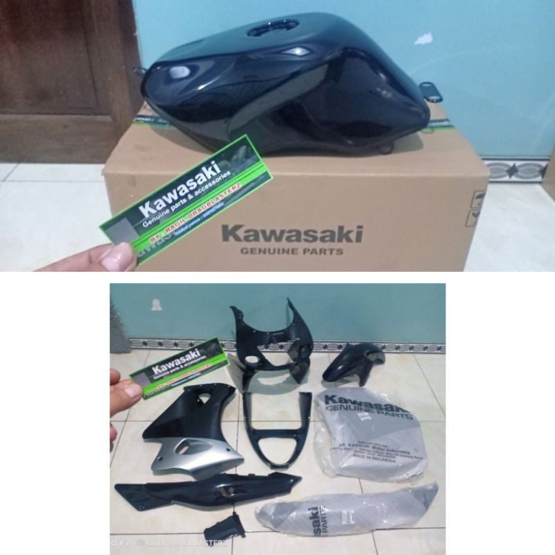 BODY SET FAIRING NINJA RR OLD HITAM SILVER ORIGINAL KAWASAKI