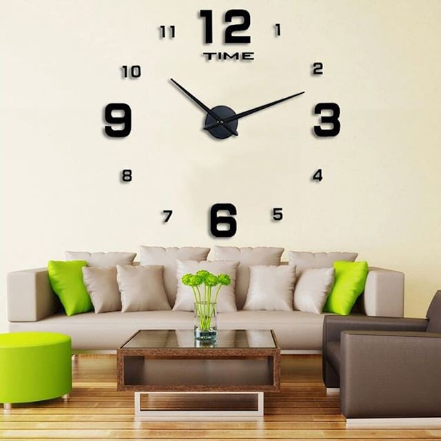 Jam Dinding Besar DIY 3D Giant Diameter 80-130cm Tempel Huruf Hiasan Angka Jumbo Raksasa Unik Aesthetic Minimalis-102 BLACK JUMBO